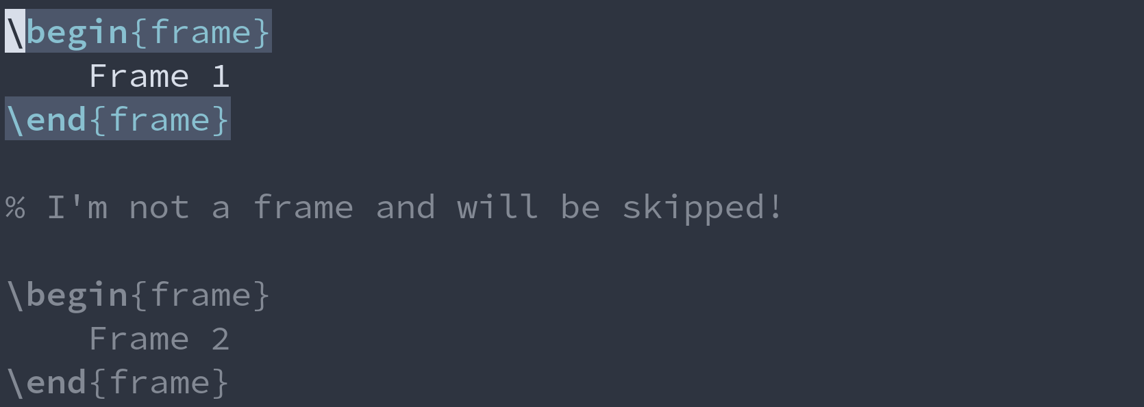 GIF: demonstrating navigation between Beamer frames.