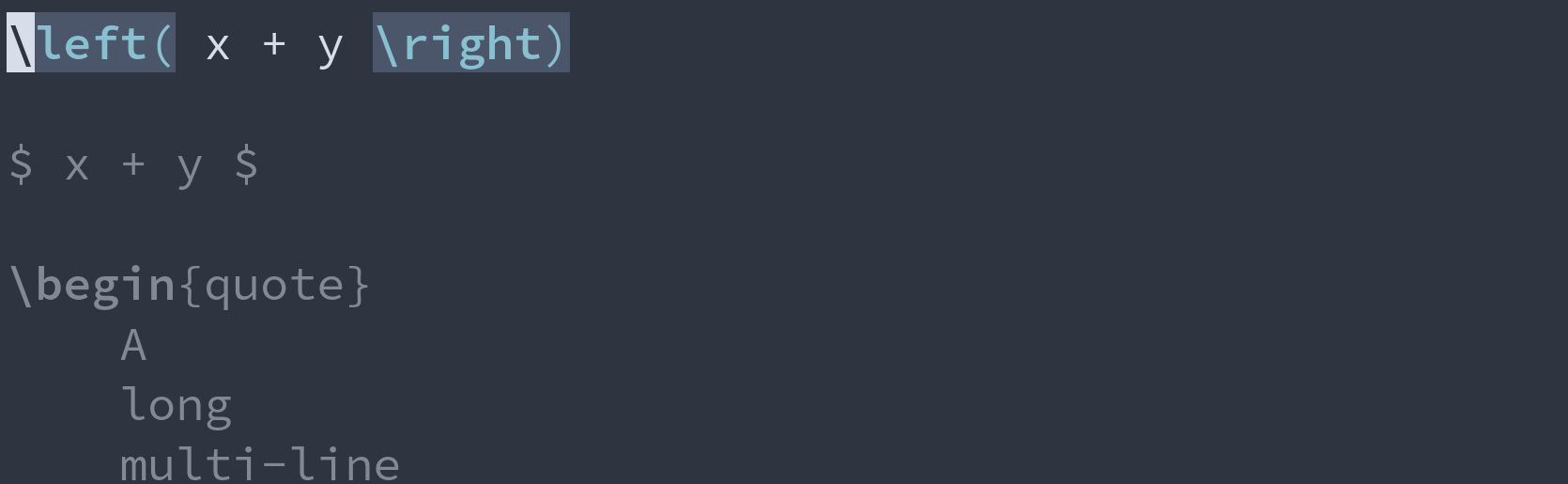 GIF: demonstrating the VimTeX % motion mapping.