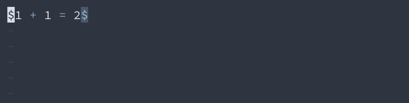 GIF: toggling between inline and display math with tsm.